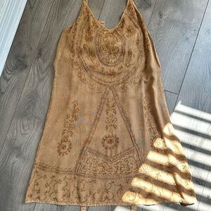 EARTHBOUND Tan Floral Embroidered Dress